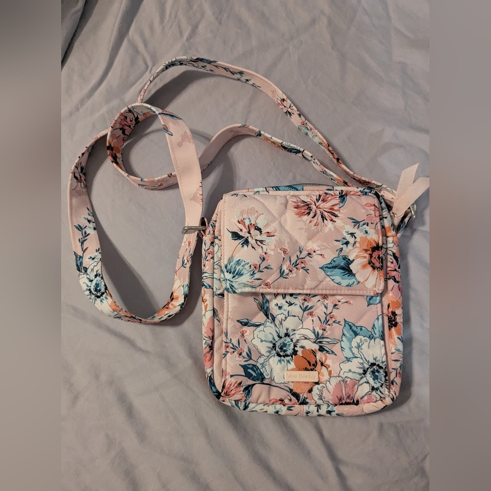 Vera Bradley Performance Twill Small Crossbody Bag Peach Blossom Bouquet
